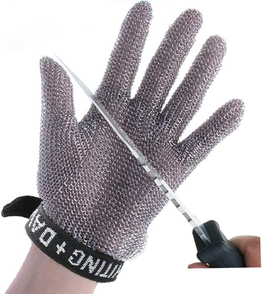 Steel Ring Cut Resistant Gloves, Metal Chainmail Gloves for Chef Butcher Porter Woodworking Cutting Jobs (Size : L/A Pack of one)