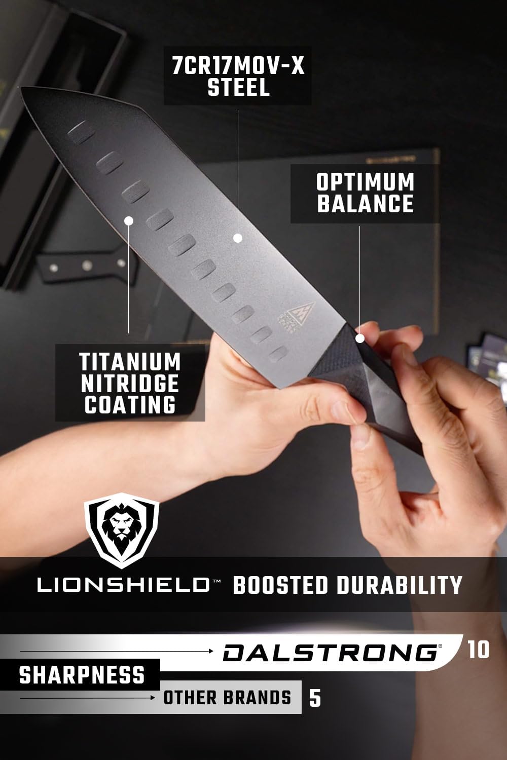 7" Santoku Knife - Titanium Nitride Coated