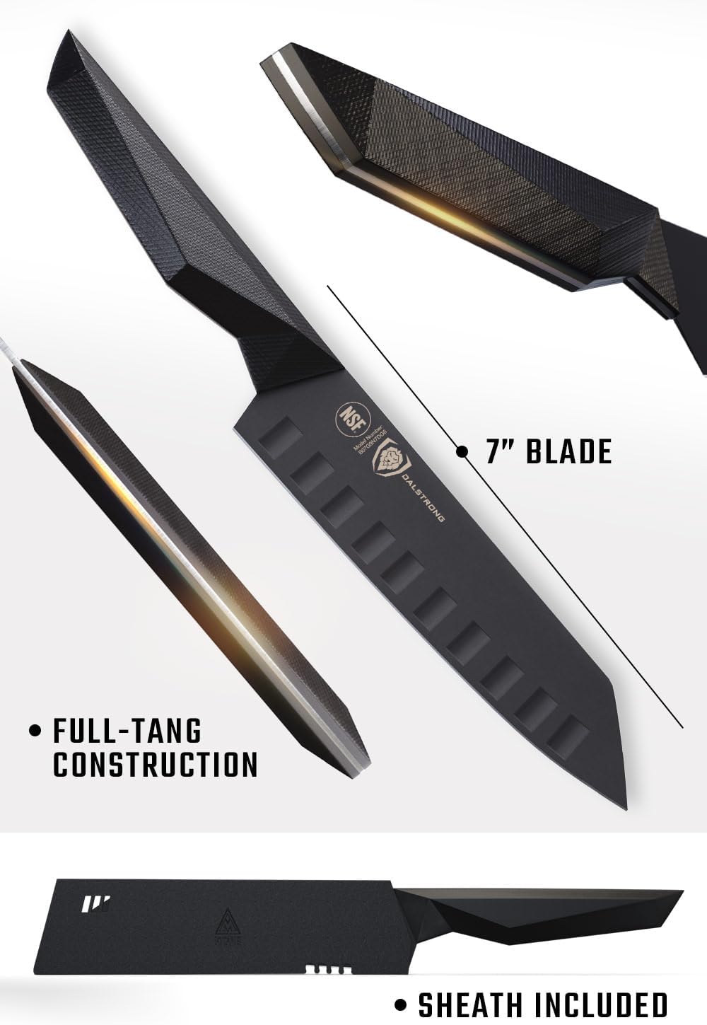 7" Santoku Knife - Titanium Nitride Coated