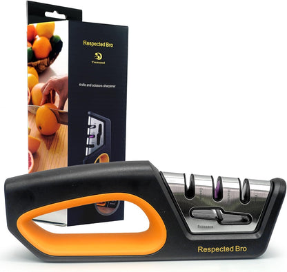 4-in-1 Knife and Scissors Sharpener, Premium Kitchen Knife Sharpener Tool, Help Prepare Restore & Polish Blades, Comfort & Ergonomic Handles For Easy-To-Use