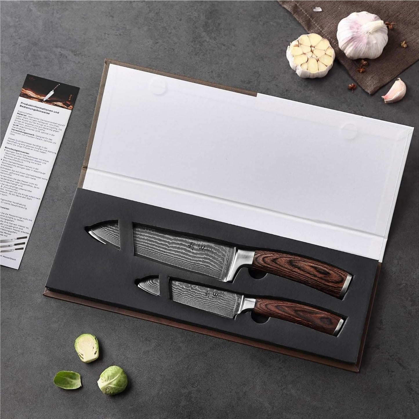 EDIB 4-Piece Damascus Knife Set – Professional Kitchen Knife Set, 67-Layer Genuine Damascus Steel, High Carbon Stainless Steel Core (VG10), Ergonomic Pakkawood Handles, In Elegant Gift Box