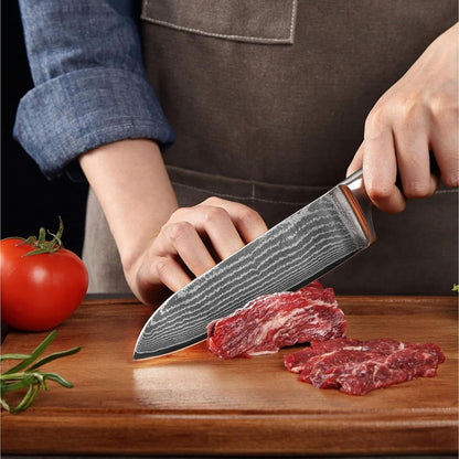 EDIB 4-Piece Damascus Knife Set – Professional Kitchen Knife Set, 67-Layer Genuine Damascus Steel, High Carbon Stainless Steel Core (VG10), Ergonomic Pakkawood Handles, In Elegant Gift Box