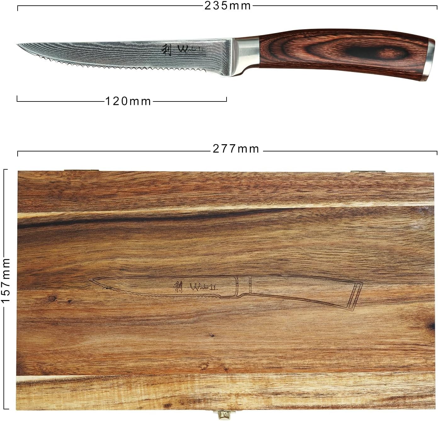 EDIB 4-Piece Damascus Knife Set – Professional Kitchen Knife Set, 67-Layer Genuine Damascus Steel, High Carbon Stainless Steel Core (VG10), Ergonomic Pakkawood Handles, In Elegant Gift Box