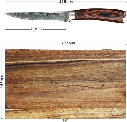 EDIB 4-Piece Damascus Knife Set – Professional Kitchen Knife Set, 67-Layer Genuine Damascus Steel, High Carbon Stainless Steel Core (VG10), Ergonomic Pakkawood Handles, In Elegant Gift Box