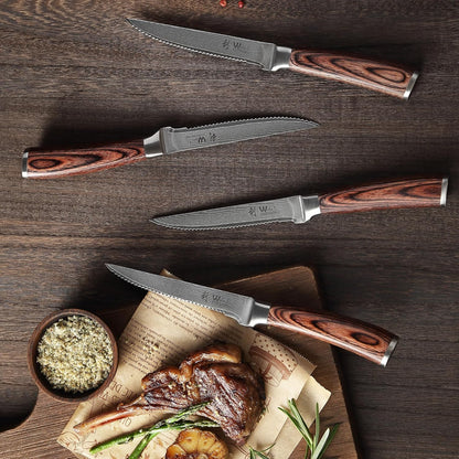 EDIB 4-Piece Damascus Knife Set – Professional Kitchen Knife Set, 67-Layer Genuine Damascus Steel, High Carbon Stainless Steel Core (VG10), Ergonomic Pakkawood Handles, In Elegant Gift Box