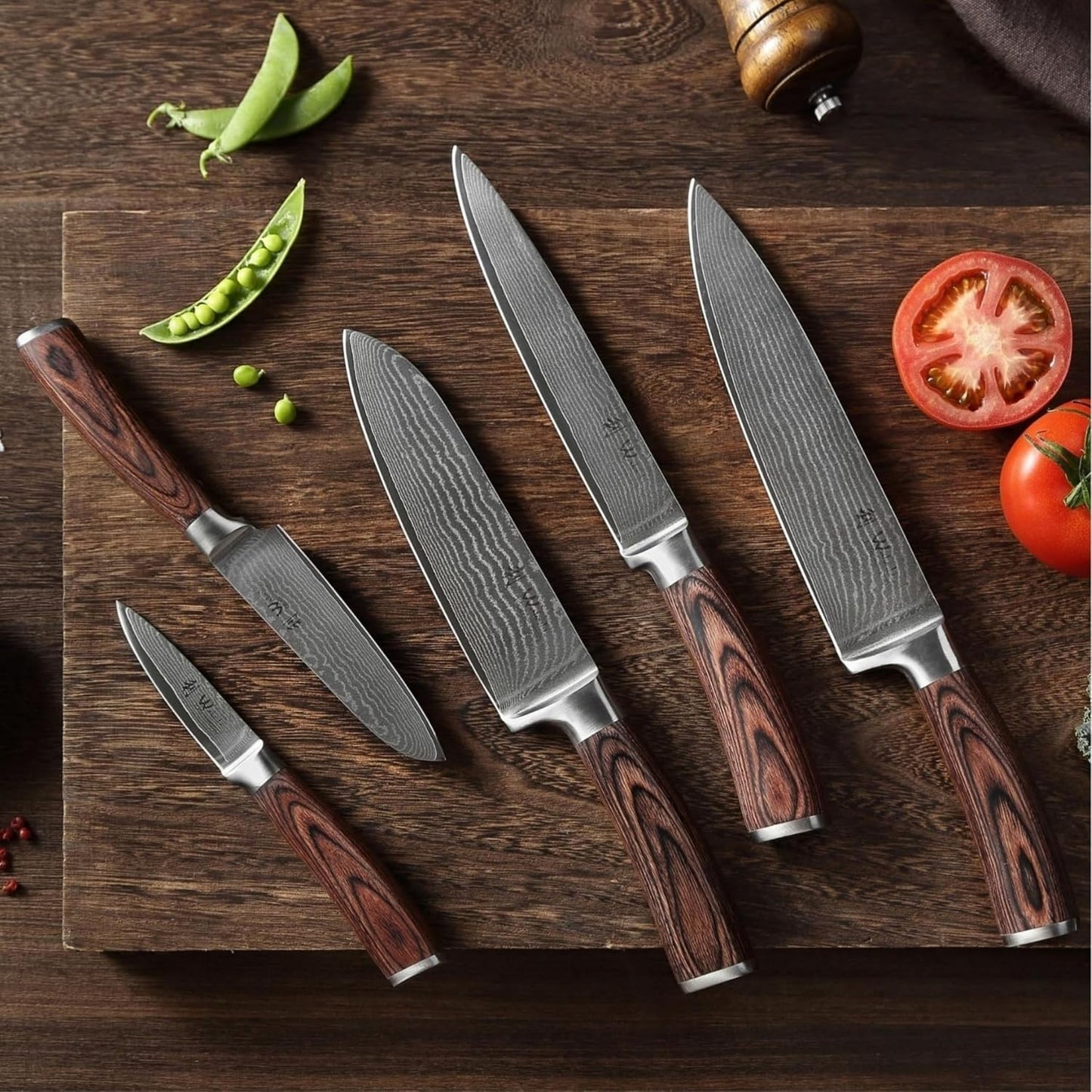 EDIB 4-Piece Damascus Knife Set – Professional Kitchen Knife Set, 67-Layer Genuine Damascus Steel, High Carbon Stainless Steel Core (VG10), Ergonomic Pakkawood Handles, In Elegant Gift Box