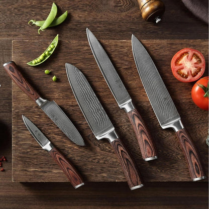 EDIB 4-Piece Damascus Knife Set – Professional Kitchen Knife Set, 67-Layer Genuine Damascus Steel, High Carbon Stainless Steel Core (VG10), Ergonomic Pakkawood Handles, In Elegant Gift Box