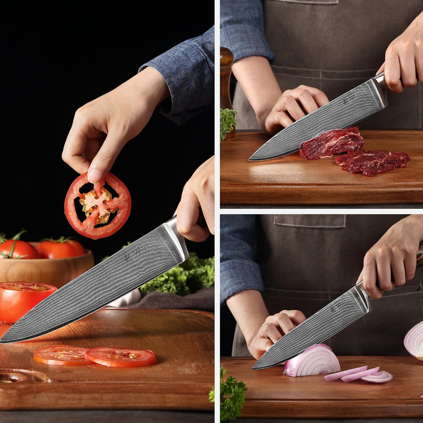 EDIB 4-Piece Damascus Knife Set – Professional Kitchen Knife Set, 67-Layer Genuine Damascus Steel, High Carbon Stainless Steel Core (VG10), Ergonomic Pakkawood Handles, In Elegant Gift Box