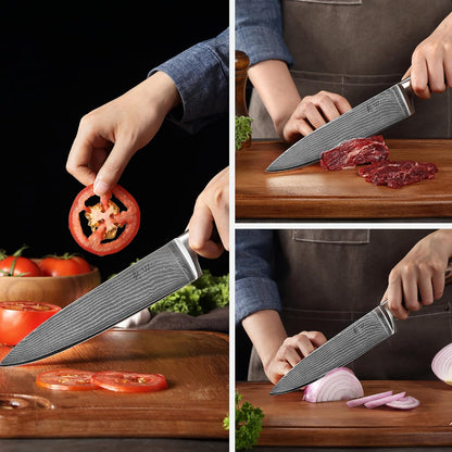 EDIB 4-Piece Damascus Knife Set – Professional Kitchen Knife Set, 67-Layer Genuine Damascus Steel, High Carbon Stainless Steel Core (VG10), Ergonomic Pakkawood Handles, In Elegant Gift Box