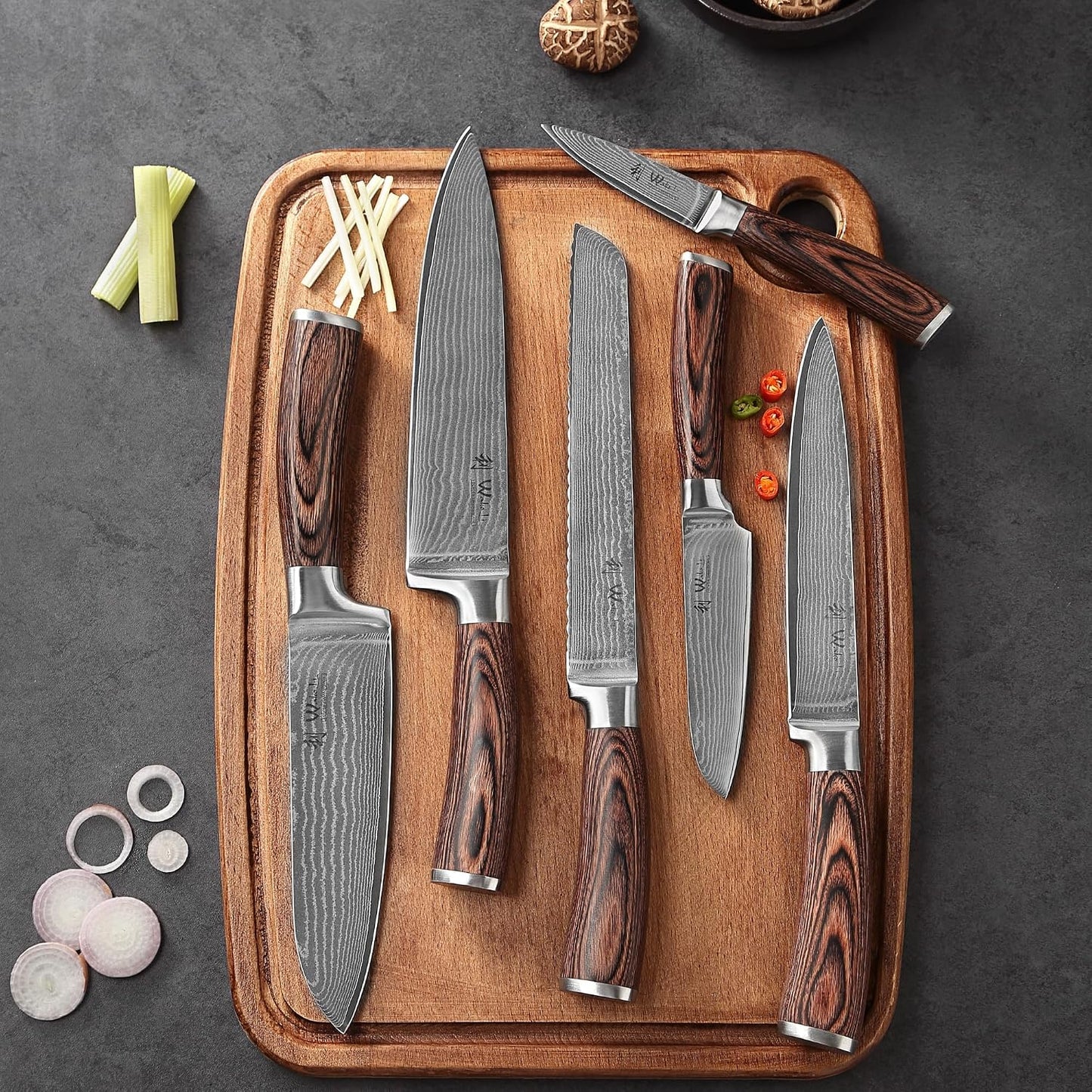EDIB 4-Piece Damascus Knife Set – Professional Kitchen Knife Set, 67-Layer Genuine Damascus Steel, High Carbon Stainless Steel Core (VG10), Ergonomic Pakkawood Handles, In Elegant Gift Box
