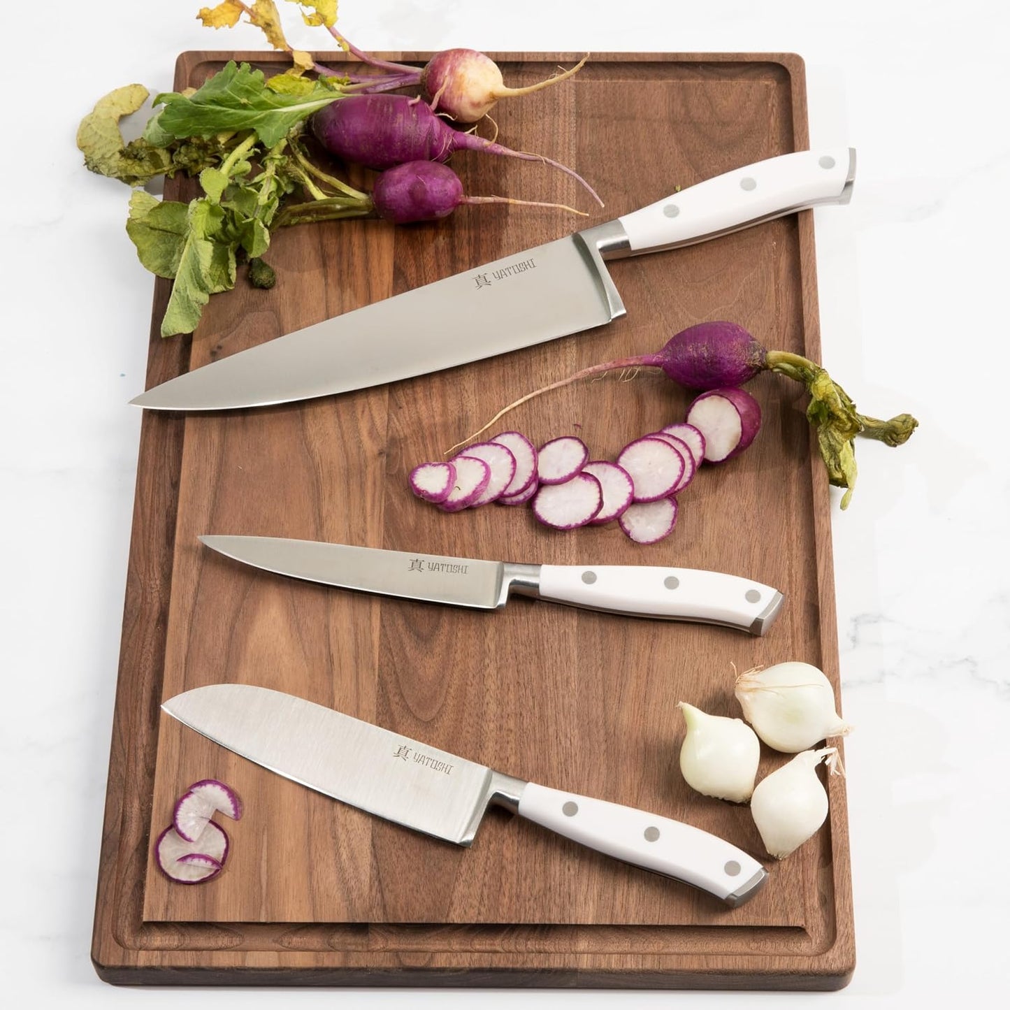 Magnetic Kitchen Knife Block Set - Japanese 67 Layer High-Grade VG-10 Steel Knives, Sharp, G10 Handle Professional Kitchen Knife Set - Black Damascus (6 pieces)