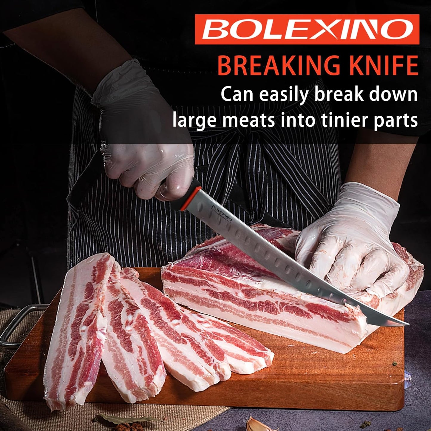 10-inch Curved Breaking Knife, Butcher Knife for Meat Cutting | High Carbon Stainless Steel,Ergonomic Soft-Grip Handle,Curved Blade for Butchering,Sheath & Safe Storage,Sharp Durable Blade.