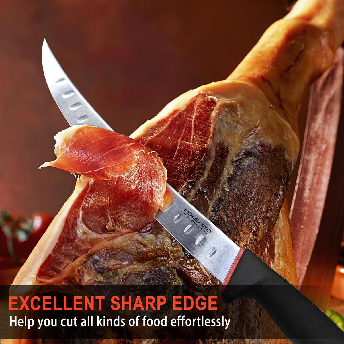 10-inch Curved Breaking Knife, Butcher Knife for Meat Cutting | High Carbon Stainless Steel,Ergonomic Soft-Grip Handle,Curved Blade for Butchering,Sheath & Safe Storage,Sharp Durable Blade.