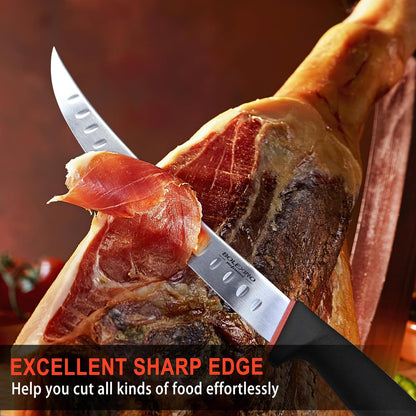 10-inch Curved Breaking Knife, Butcher Knife for Meat Cutting | High Carbon Stainless Steel,Ergonomic Soft-Grip Handle,Curved Blade for Butchering,Sheath & Safe Storage,Sharp Durable Blade.