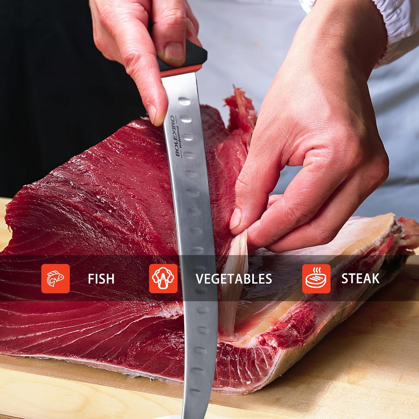 10-inch Curved Breaking Knife, Butcher Knife for Meat Cutting | High Carbon Stainless Steel,Ergonomic Soft-Grip Handle,Curved Blade for Butchering,Sheath & Safe Storage,Sharp Durable Blade.