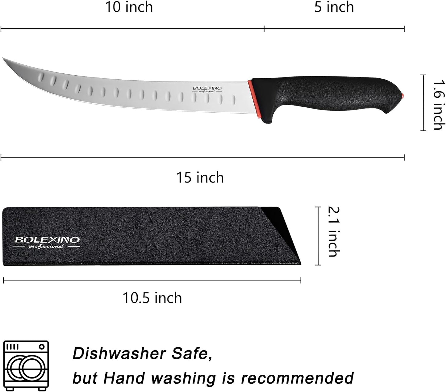 10-inch Curved Breaking Knife, Butcher Knife for Meat Cutting | High Carbon Stainless Steel,Ergonomic Soft-Grip Handle,Curved Blade for Butchering,Sheath & Safe Storage,Sharp Durable Blade.
