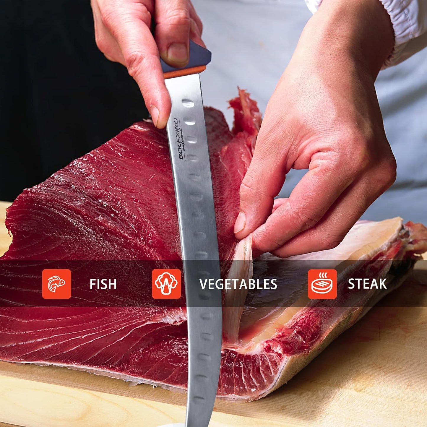 10-inch Curved Breaking Knife, Butcher Knife for Meat Cutting | High Carbon Stainless Steel,Ergonomic Soft-Grip Handle,Curved Blade for Butchering,Sheath & Safe Storage,Sharp Durable Blade.