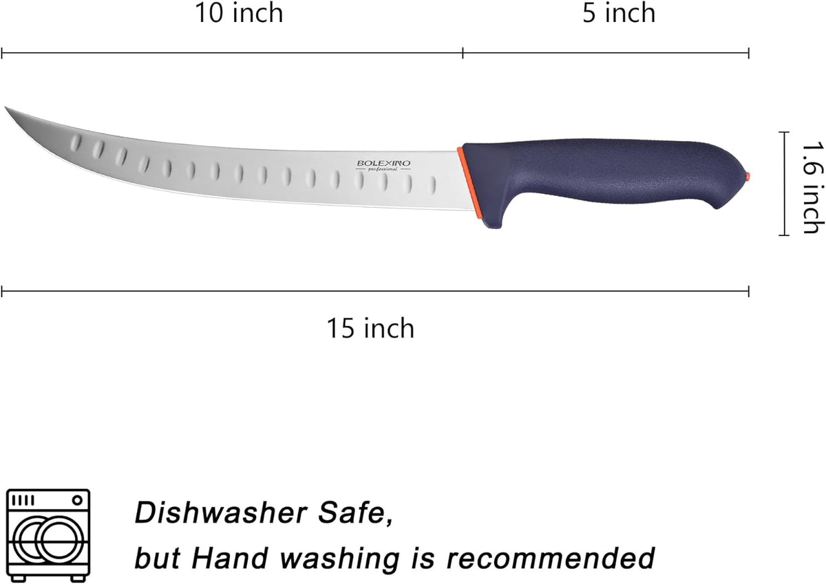 10-inch Curved Breaking Knife, Butcher Knife for Meat Cutting | High Carbon Stainless Steel,Ergonomic Soft-Grip Handle,Curved Blade for Butchering,Sheath & Safe Storage,Sharp Durable Blade.