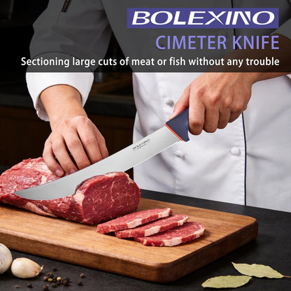 10-inch Curved Breaking Knife, Butcher Knife for Meat Cutting | High Carbon Stainless Steel,Ergonomic Soft-Grip Handle,Curved Blade for Butchering,Sheath & Safe Storage,Sharp Durable Blade.