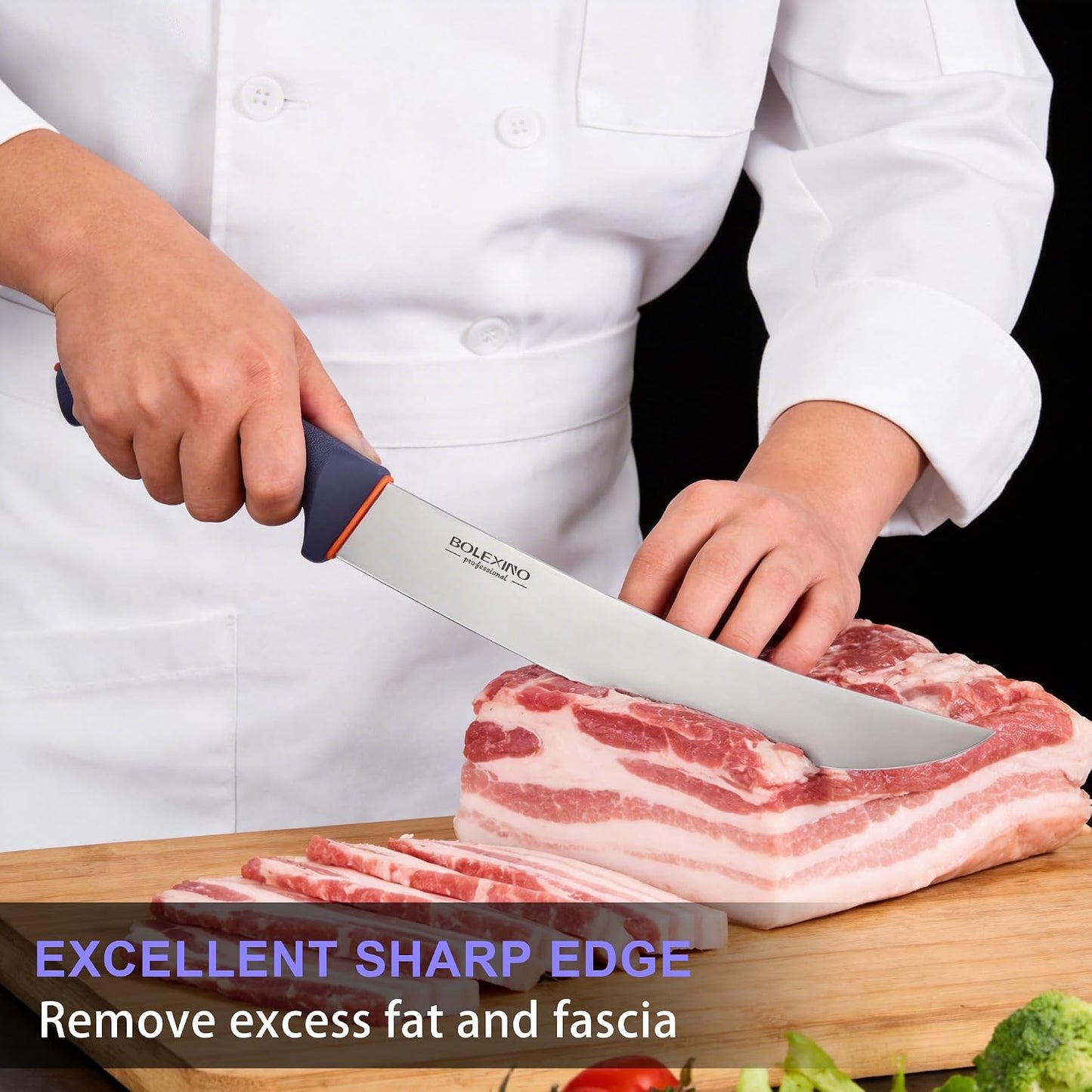 10-inch Curved Breaking Knife, Butcher Knife for Meat Cutting | High Carbon Stainless Steel,Ergonomic Soft-Grip Handle,Curved Blade for Butchering,Sheath & Safe Storage,Sharp Durable Blade.