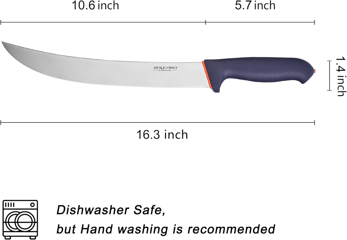 10-inch Curved Breaking Knife, Butcher Knife for Meat Cutting | High Carbon Stainless Steel,Ergonomic Soft-Grip Handle,Curved Blade for Butchering,Sheath & Safe Storage,Sharp Durable Blade.