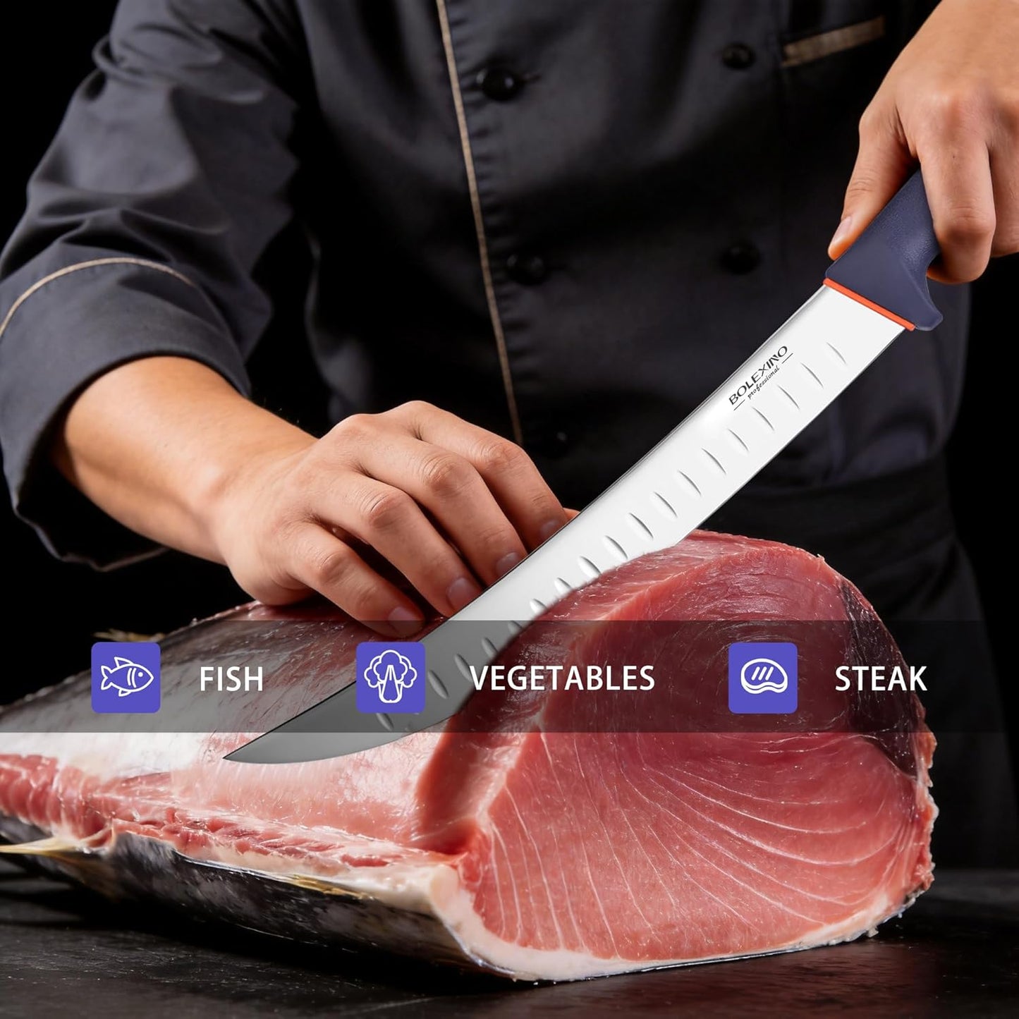 10-inch Curved Breaking Knife, Butcher Knife for Meat Cutting | High Carbon Stainless Steel,Ergonomic Soft-Grip Handle,Curved Blade for Butchering,Sheath & Safe Storage,Sharp Durable Blade.