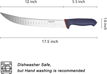 10-inch Curved Breaking Knife, Butcher Knife for Meat Cutting | High Carbon Stainless Steel,Ergonomic Soft-Grip Handle,Curved Blade for Butchering,Sheath & Safe Storage,Sharp Durable Blade.
