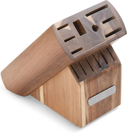 15-Piece Forged Triple Rivet Knife Block Set, High-Carbon Stainless Steel Kitchen Knives, Razor-Sharp Knife set with Acacia Wood Block, White Handles