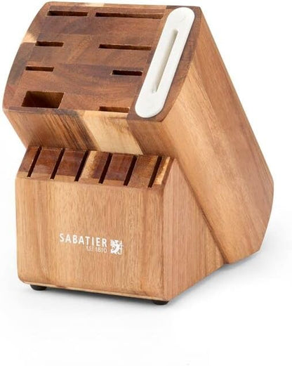 15-Piece Forged Triple Rivet Knife Block Set, High-Carbon Stainless Steel Kitchen Knives, Razor-Sharp Knife set with Acacia Wood Block, White Handles
