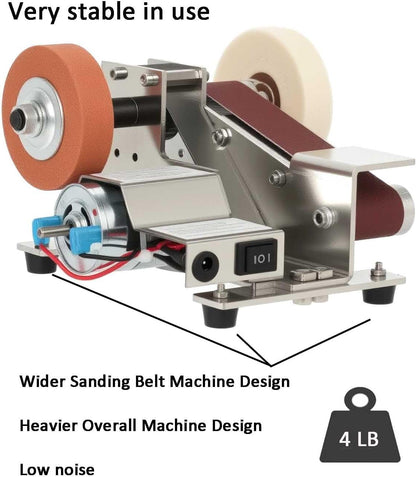 Belt Sander Electric Knife Sharpener Features 15-Degree Bevel And 90-Degree Platform Grinds Wood, Metal, Or Polishes Leather Goods And Wood Surfaces Wide Design Ensures Stability And Low Noise