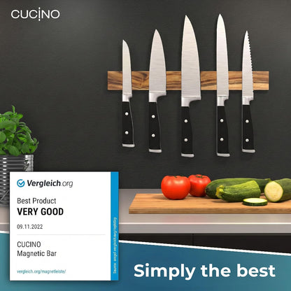 for wall, 16" no drilling required, includes self-adhesive tape, extra strong for holding knives – Awarded magnet strip – Acacia