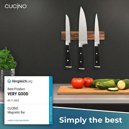 for wall, 16" no drilling required, includes self-adhesive tape, extra strong for holding knives – Awarded magnet strip – Acacia
