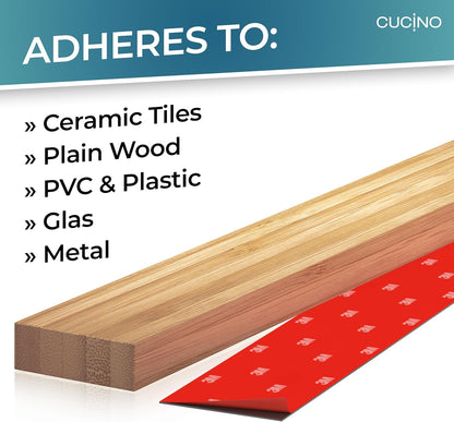 for wall, 16" no drilling required, includes self-adhesive tape, extra strong for holding knives – Awarded magnet strip – Acacia