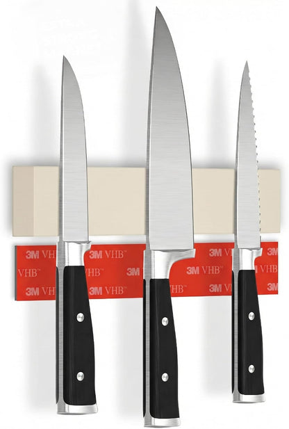 for wall, 16" no drilling required, includes self-adhesive tape, extra strong for holding knives – Awarded magnet strip – Acacia