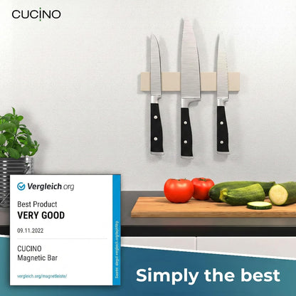 for wall, 16" no drilling required, includes self-adhesive tape, extra strong for holding knives – Awarded magnet strip – Acacia