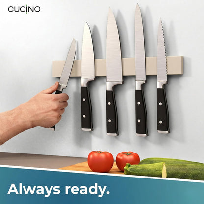 for wall, 16" no drilling required, includes self-adhesive tape, extra strong for holding knives – Awarded magnet strip – Acacia