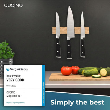 for wall, 16" no drilling required, includes self-adhesive tape, extra strong for holding knives – Awarded magnet strip – Acacia
