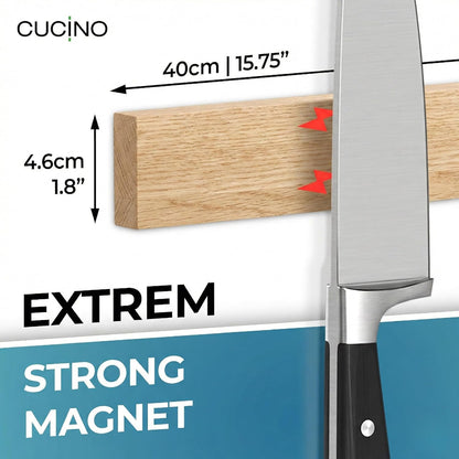 for wall, 16" no drilling required, includes self-adhesive tape, extra strong for holding knives – Awarded magnet strip – Acacia