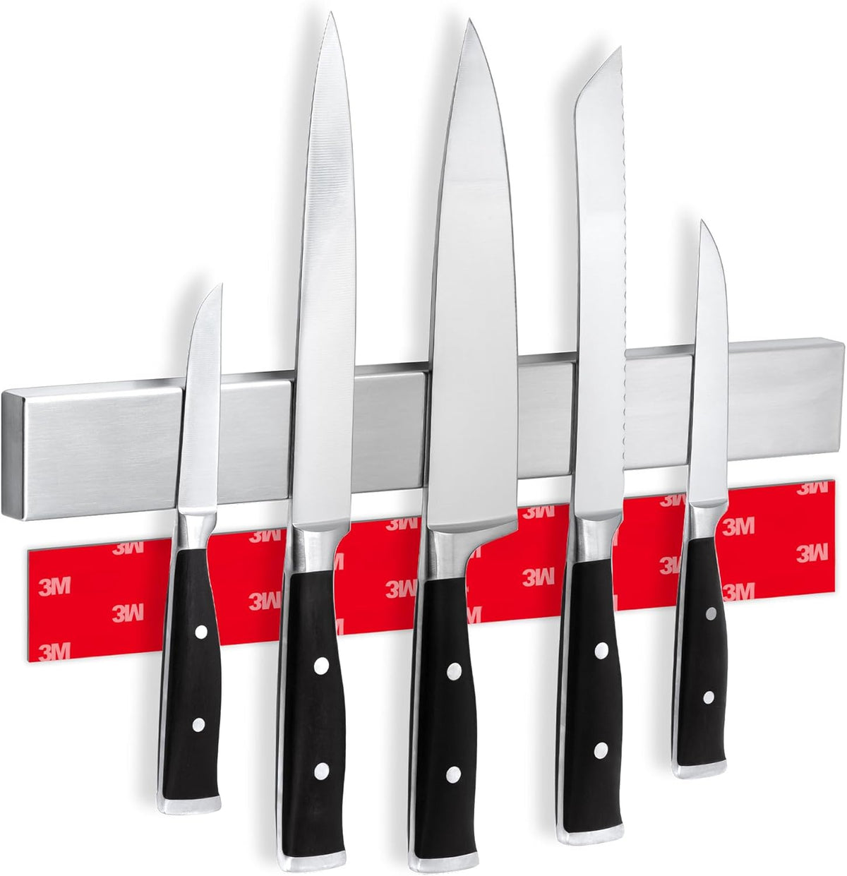 for wall, 16" no drilling required, includes self-adhesive tape, extra strong for holding knives – Awarded magnet strip – Acacia