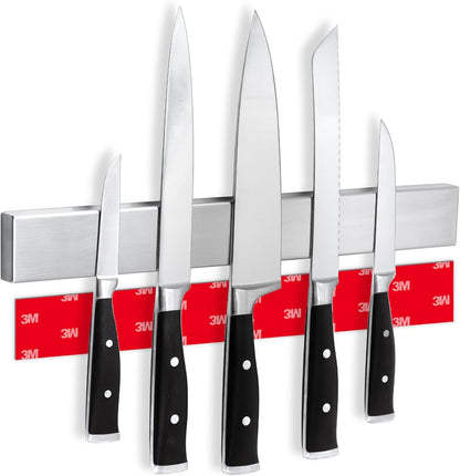 for wall, 16" no drilling required, includes self-adhesive tape, extra strong for holding knives – Awarded magnet strip – Acacia