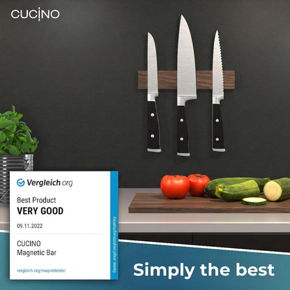 for wall, 16" no drilling required, includes self-adhesive tape, extra strong for holding knives – Awarded magnet strip – Acacia