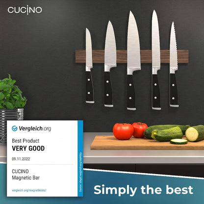 for wall, 16" no drilling required, includes self-adhesive tape, extra strong for holding knives – Awarded magnet strip – Acacia