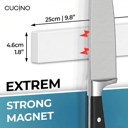 for wall, 16" no drilling required, includes self-adhesive tape, extra strong for holding knives – Awarded magnet strip – Acacia