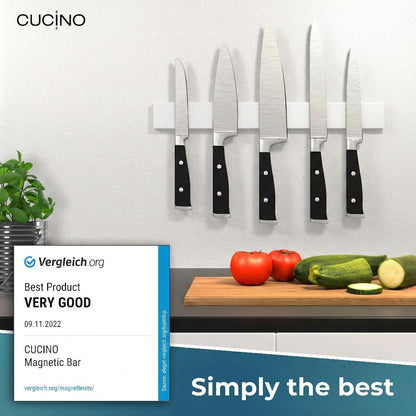 for wall, 16" no drilling required, includes self-adhesive tape, extra strong for holding knives – Awarded magnet strip – Acacia