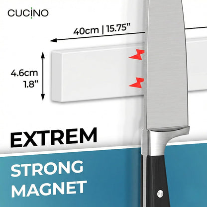 for wall, 16" no drilling required, includes self-adhesive tape, extra strong for holding knives – Awarded magnet strip – Acacia