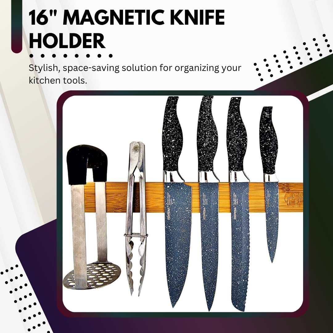 Magnetic Knife Holder For Wall, 16 Inch Wood Knife Strip, Storage Organizer Bar To Keep Kitchen Utensils, Tools, Art Supply