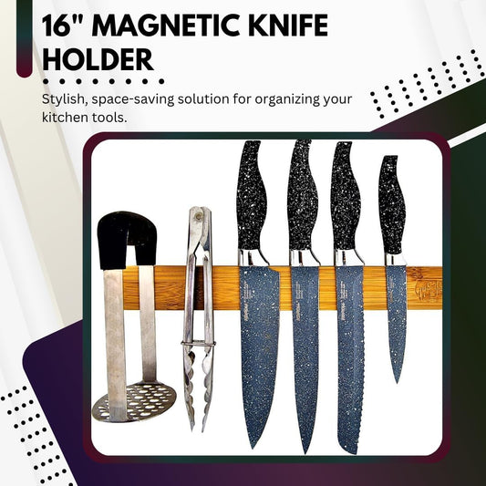Magnetic Knife Holder For Wall, 16 Inch Wood Knife Strip, Storage Organizer Bar To Keep Kitchen Utensils, Tools, Art Supply
