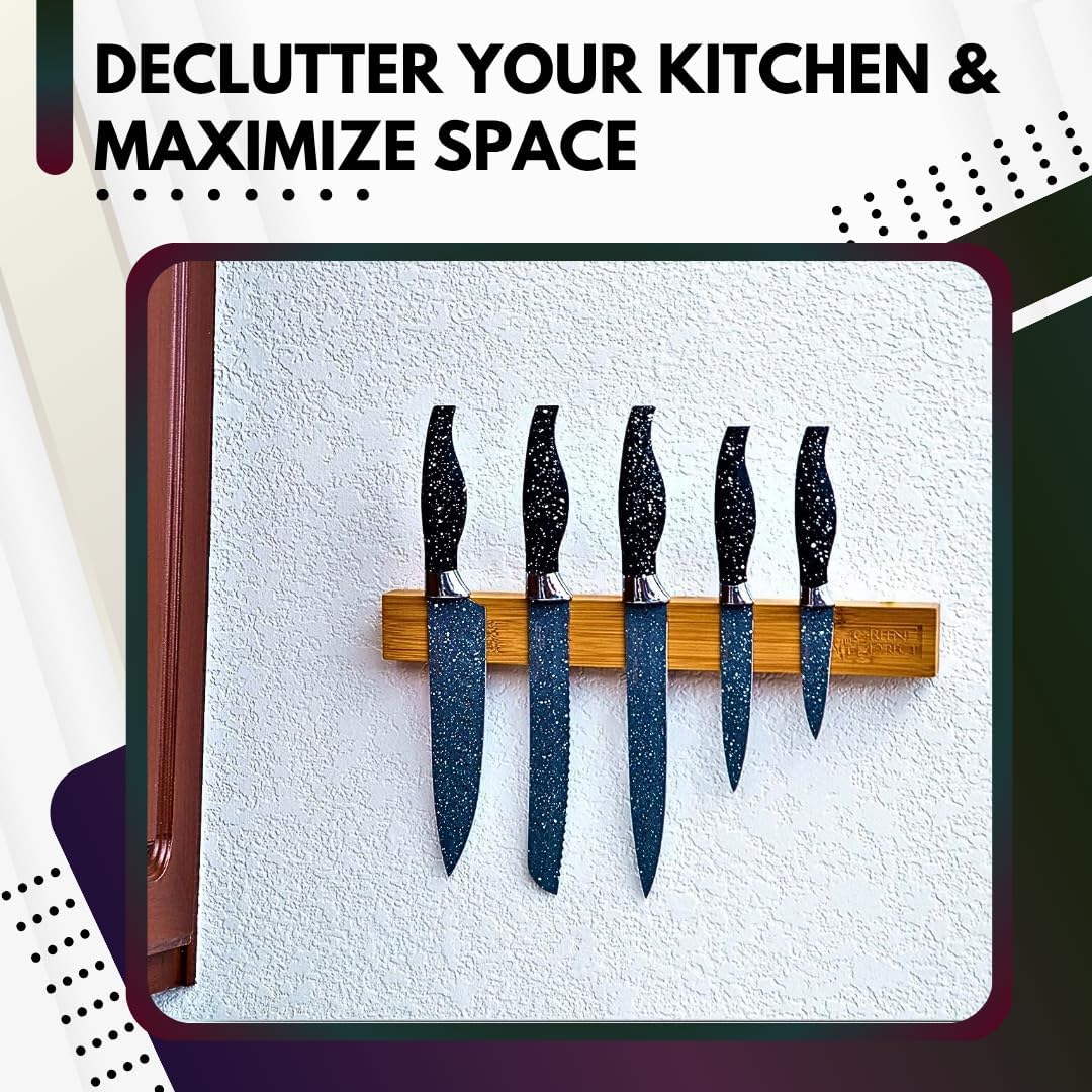 Magnetic Knife Holder For Wall, 16 Inch Wood Knife Strip, Storage Organizer Bar To Keep Kitchen Utensils, Tools, Art Supply