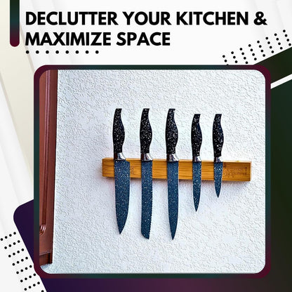 Magnetic Knife Holder For Wall, 16 Inch Wood Knife Strip, Storage Organizer Bar To Keep Kitchen Utensils, Tools, Art Supply