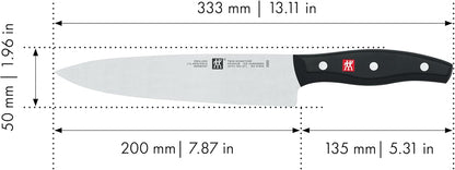 ZWILLING Twin Signature 8-Inch German Chef Knife, Kitchen Chef Knife, Stainless Steel Knife, Black